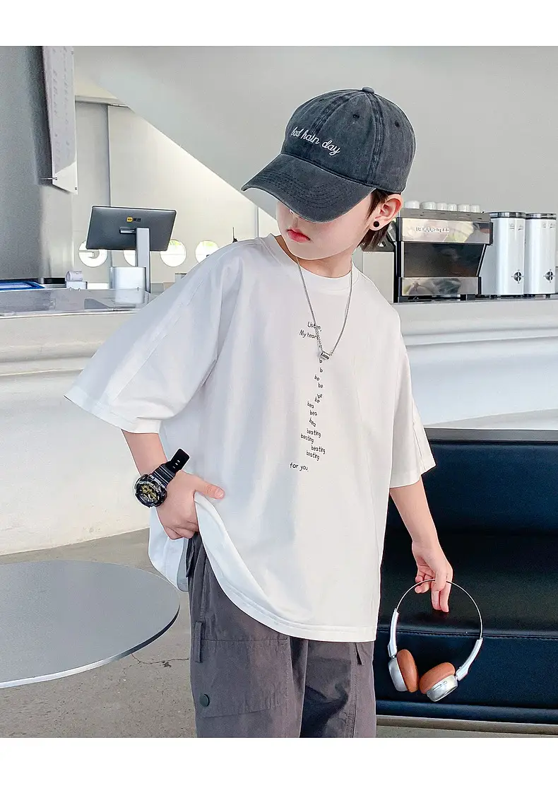 Boys Purple T-Shirt 2025 New Style Loose Fit — feature 19