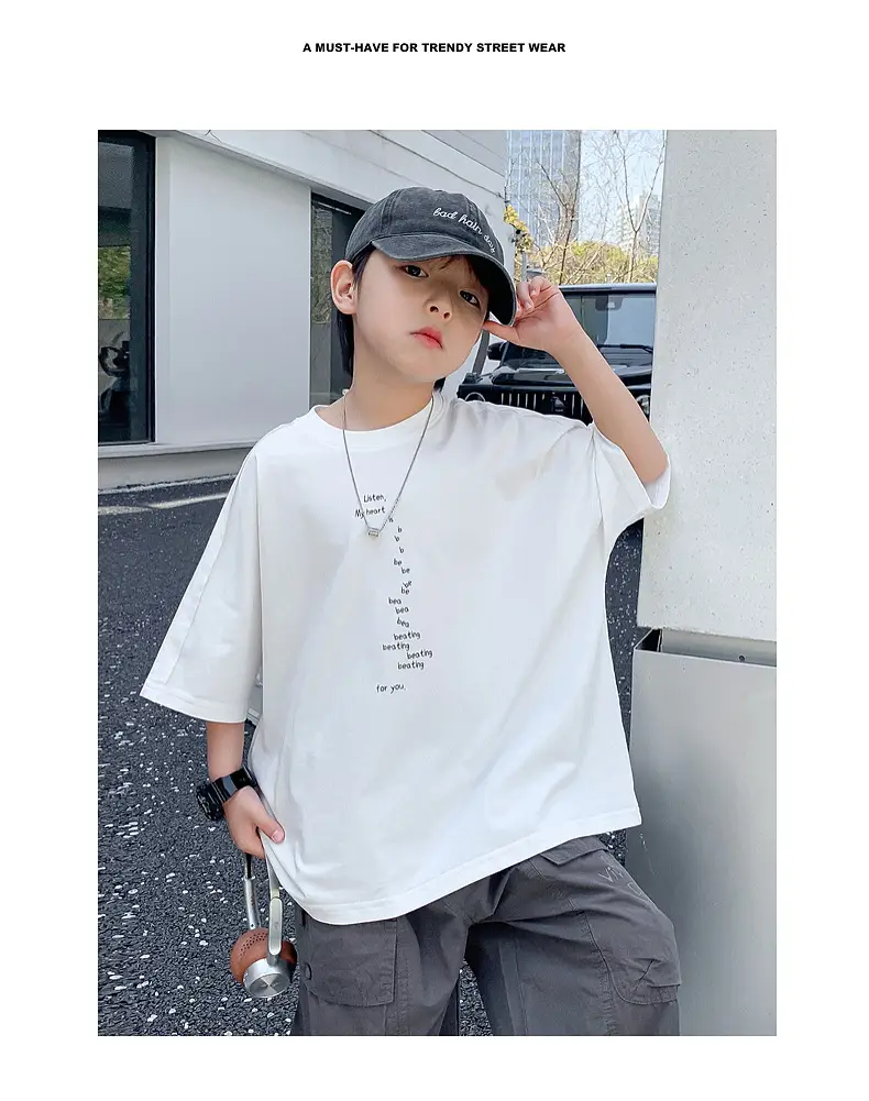 Boys Purple T-Shirt 2025 New Style Loose Fit — feature 2