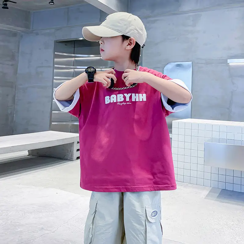 Boys Pink Baby Lin T-Shirt 2024 Summer Wear - Image 4
