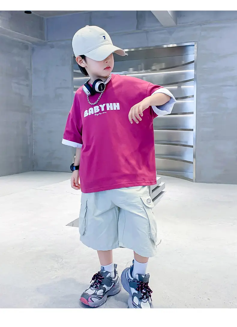 Boys Pink Baby Lin T-Shirt 2024 Summer Wear — feature 14