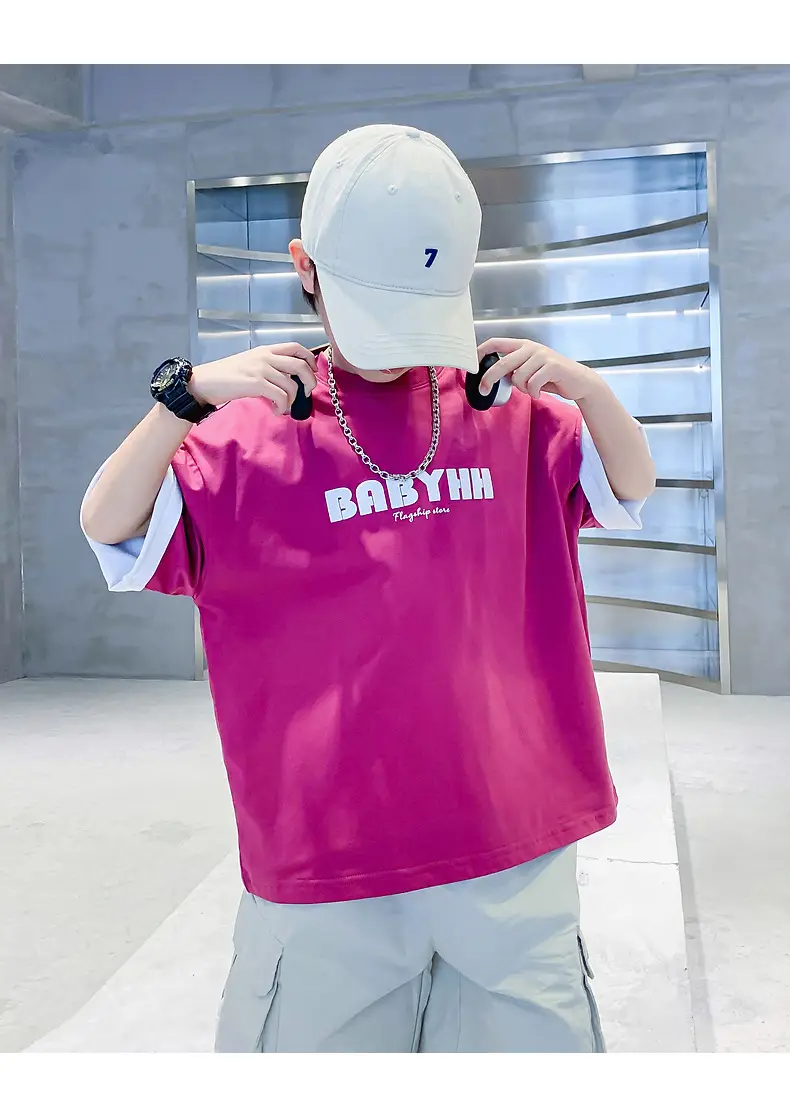 Boys Pink Baby Lin T-Shirt 2024 Summer Wear — feature 18