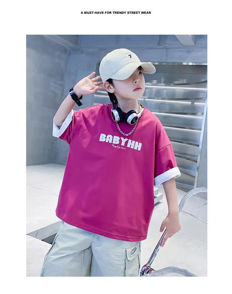 Boys Pink Baby Lin T-Shirt 2024 Summer Wear — feature 2