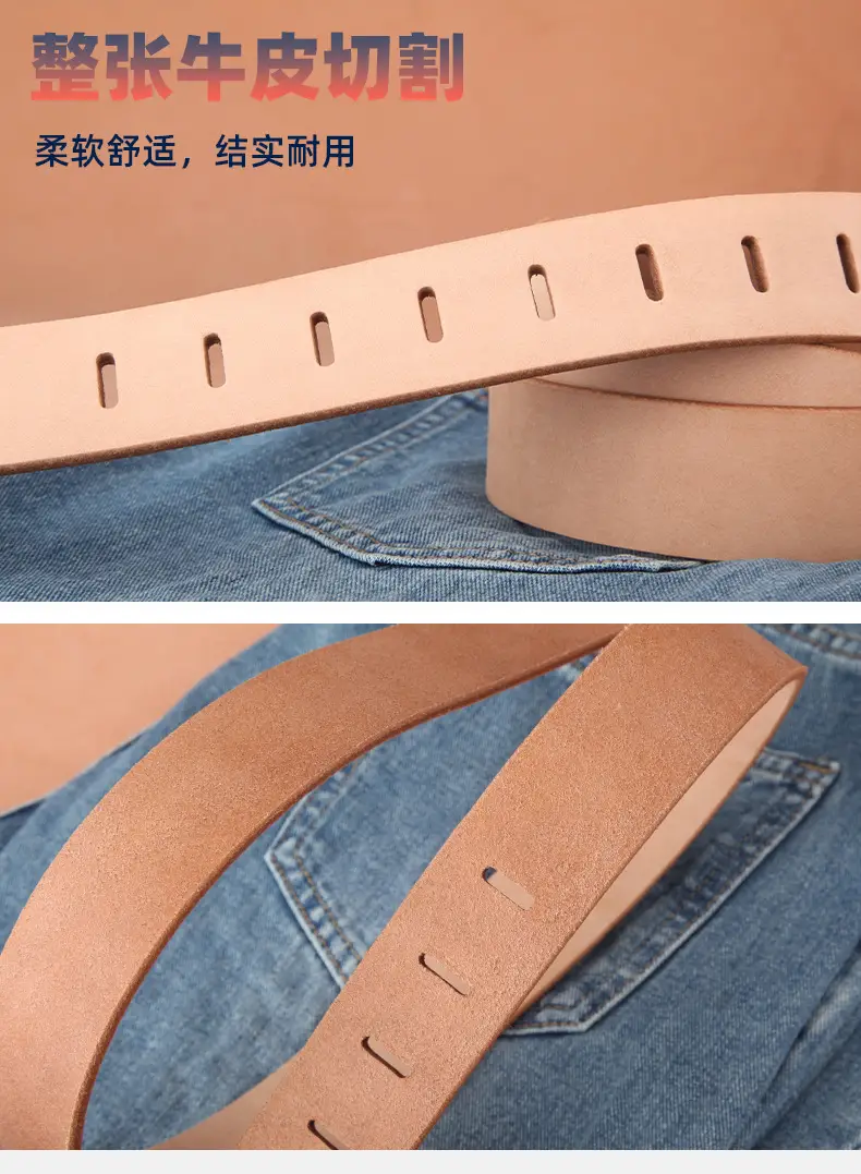 Men's Wide Hole Replacement Belt Real Cowhide — feature 10