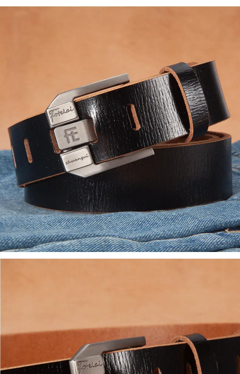 Men's Wide Hole Replacement Belt Real Cowhide — feature 19