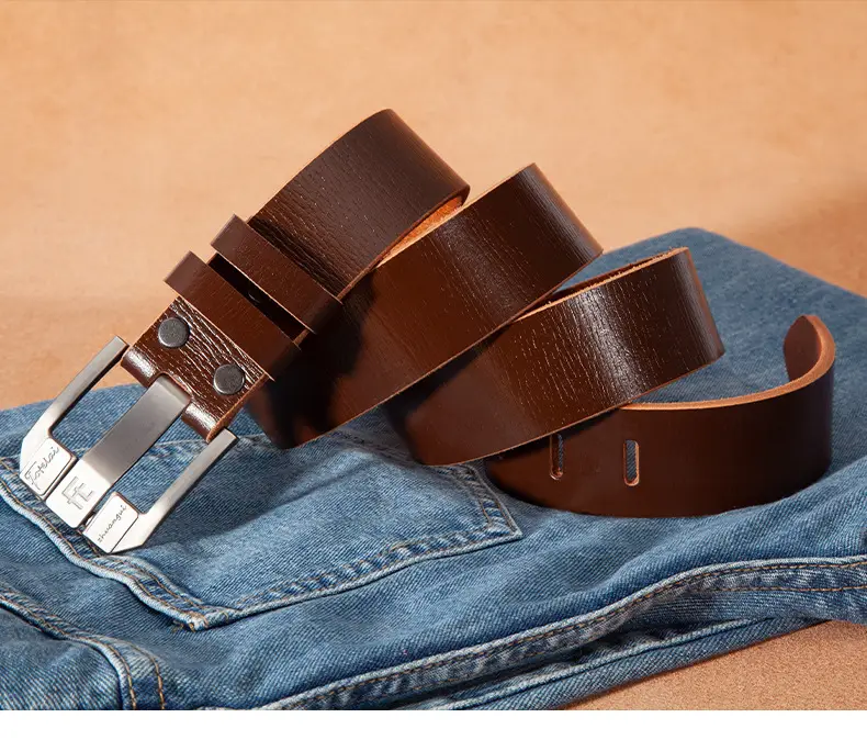 Men's Wide Hole Replacement Belt Real Cowhide — feature 21