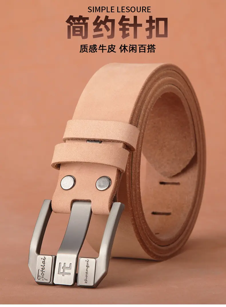 Men's Wide Hole Replacement Belt Real Cowhide — feature 3