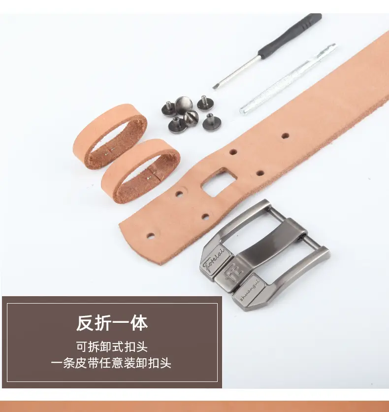Men's Wide Hole Replacement Belt Real Cowhide — feature 9