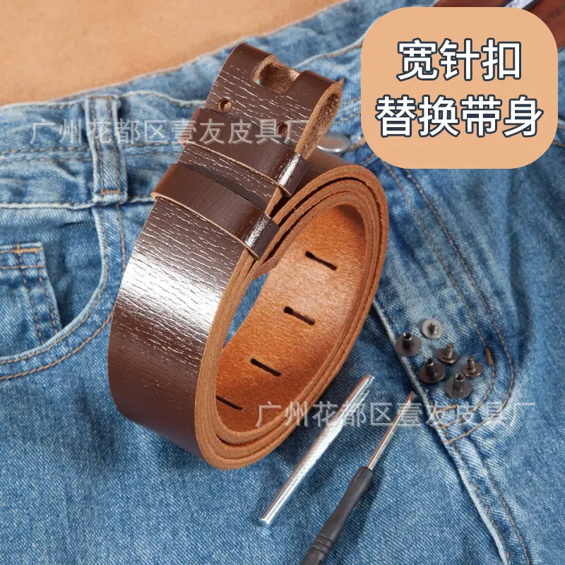 Men's Wide Hole Replacement Belt Real Cowhide