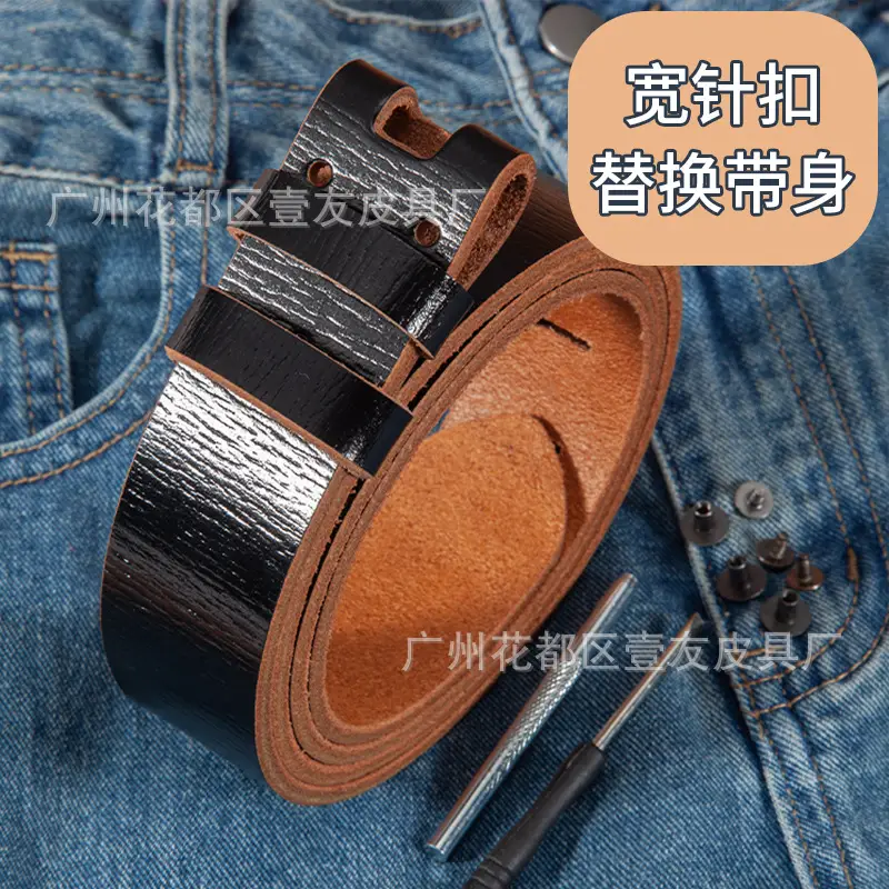 Men's Wide Hole Replacement Belt Real Cowhide