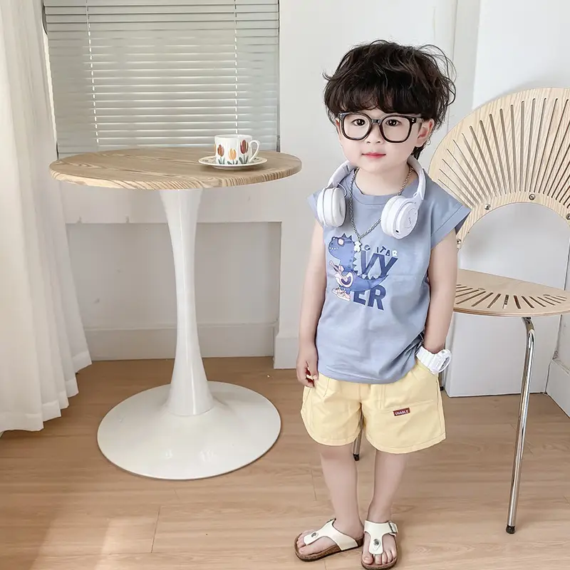 Boys Grey T-Shirt with Blue Dragon Graphic 1-3Y