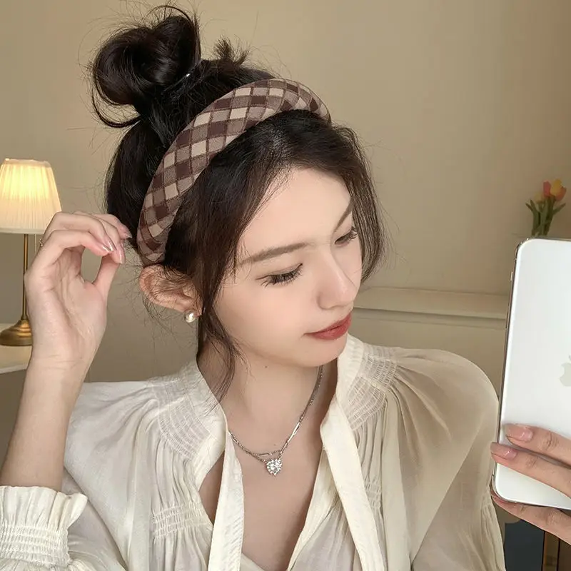 Plaid Headband for Women 2024 K-Style Elegant Hair Accessory — feature 2