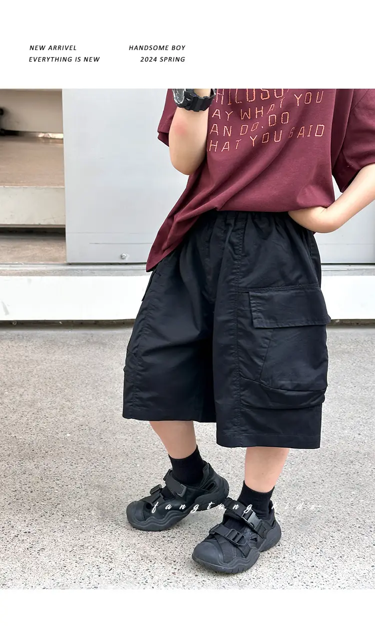 Boys Cargo Shorts Summer Wear 2025 New Korean Style Casual Pants Kidsren Medium Pants Five-Quarter Pants Medium and Large Kidsren's Pants — feature 14