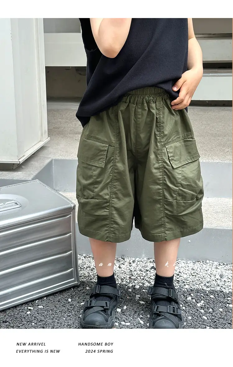 Boys Cargo Shorts Summer Wear 2025 New Korean Style Casual Pants Kidsren Medium Pants Five-Quarter Pants Medium and Large Kidsren's Pants — feature 20