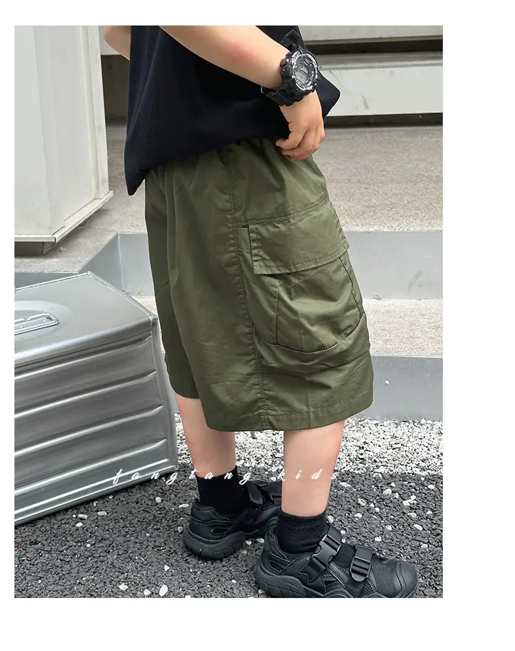 Boys Cargo Shorts Summer Wear 2025 New Korean Style Casual Pants Kidsren Medium Pants Five-Quarter Pants Medium and Large Kidsren's Pants — feature 21