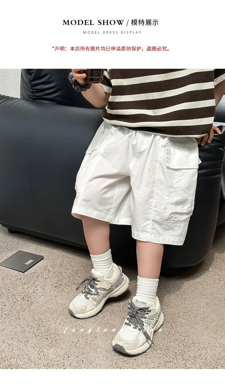 Boys Cargo Shorts Summer Wear 2025 New Korean Style Casual Pants Kidsren Medium Pants Five-Quarter Pants Medium and Large Kidsren's Pants — feature 8