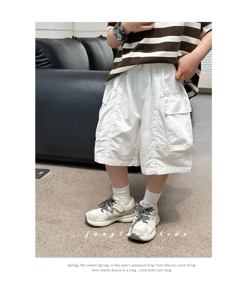 Boys Cargo Shorts Summer Wear 2025 New Korean Style Casual Pants Kidsren Medium Pants Five-Quarter Pants Medium and Large Kidsren's Pants — feature 9