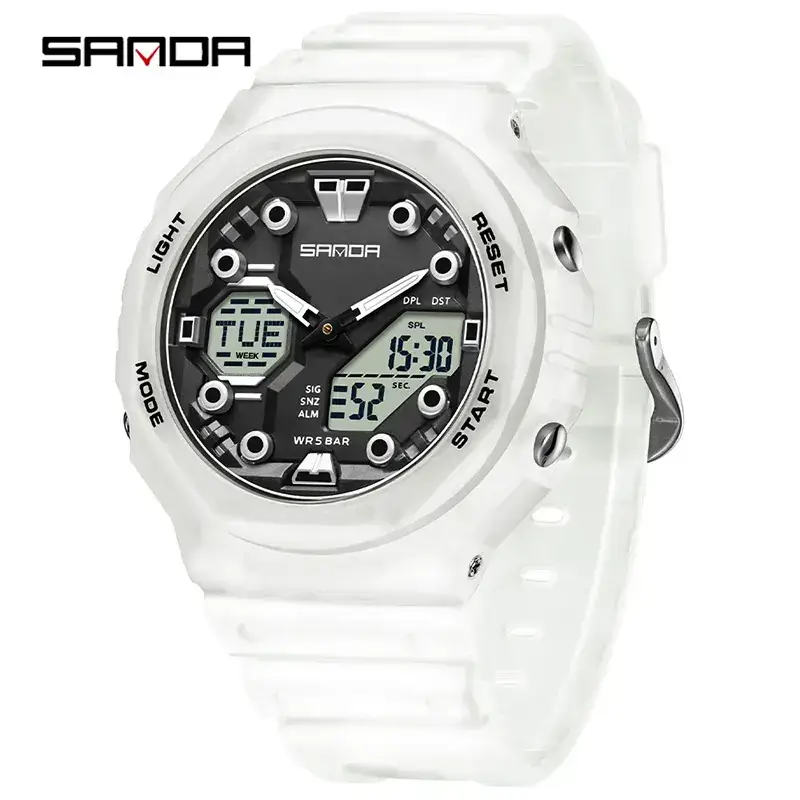 Sanda Red Digital Men's Watch with LED Display - Image 22