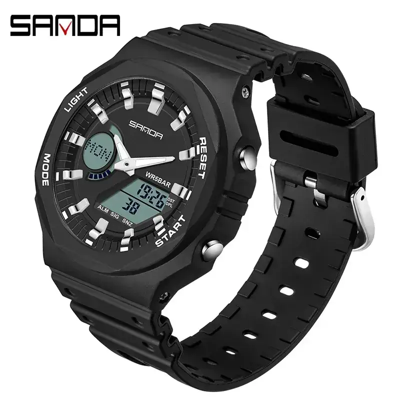 Sanda Red Digital Men's Watch with LED Display - Image 12