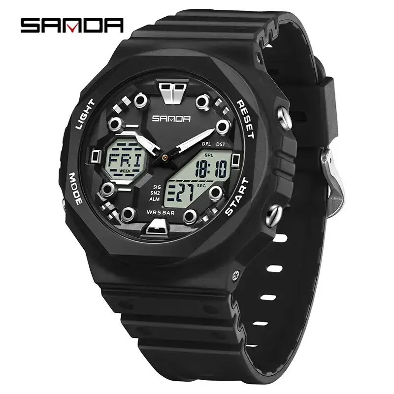 Sanda Red Digital Men's Watch with LED Display - Image 2