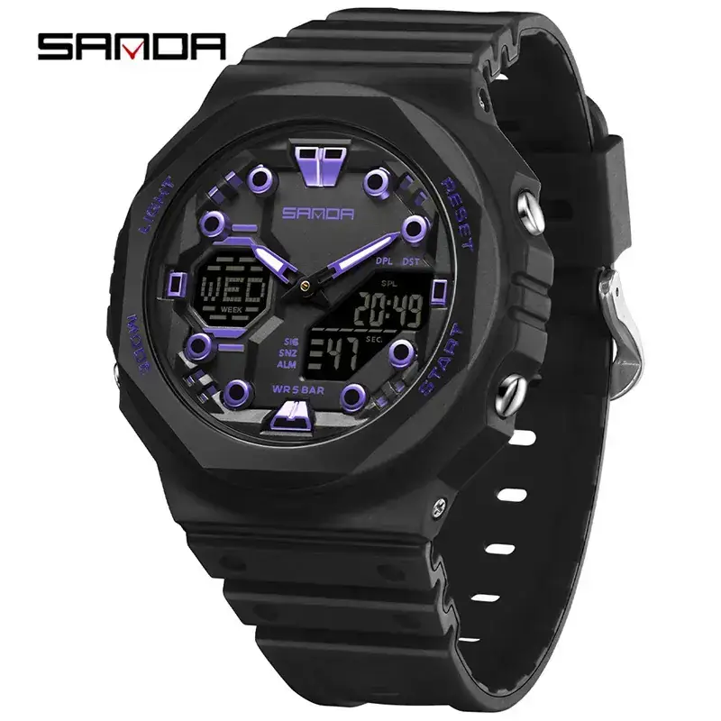 Sanda Red Digital Men's Watch with LED Display - Image 4