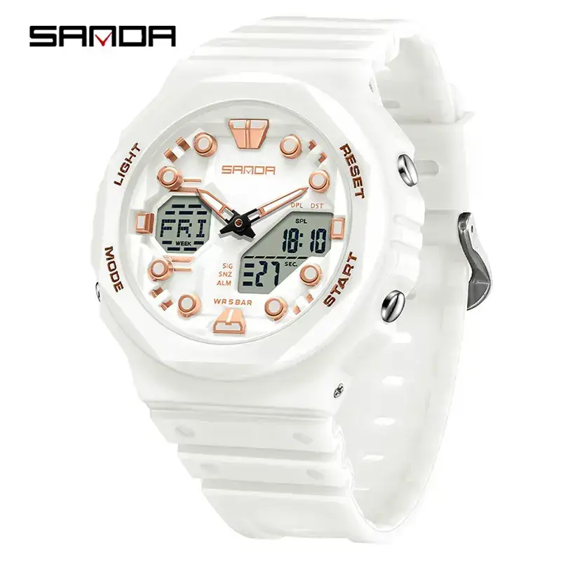Sanda Red Digital Men's Watch with LED Display - Image 5