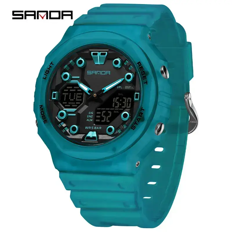Sanda Red Digital Men's Watch with LED Display - Image 7