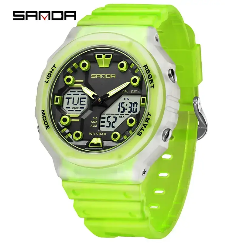 Sanda Red Digital Men's Watch with LED Display - Image 9