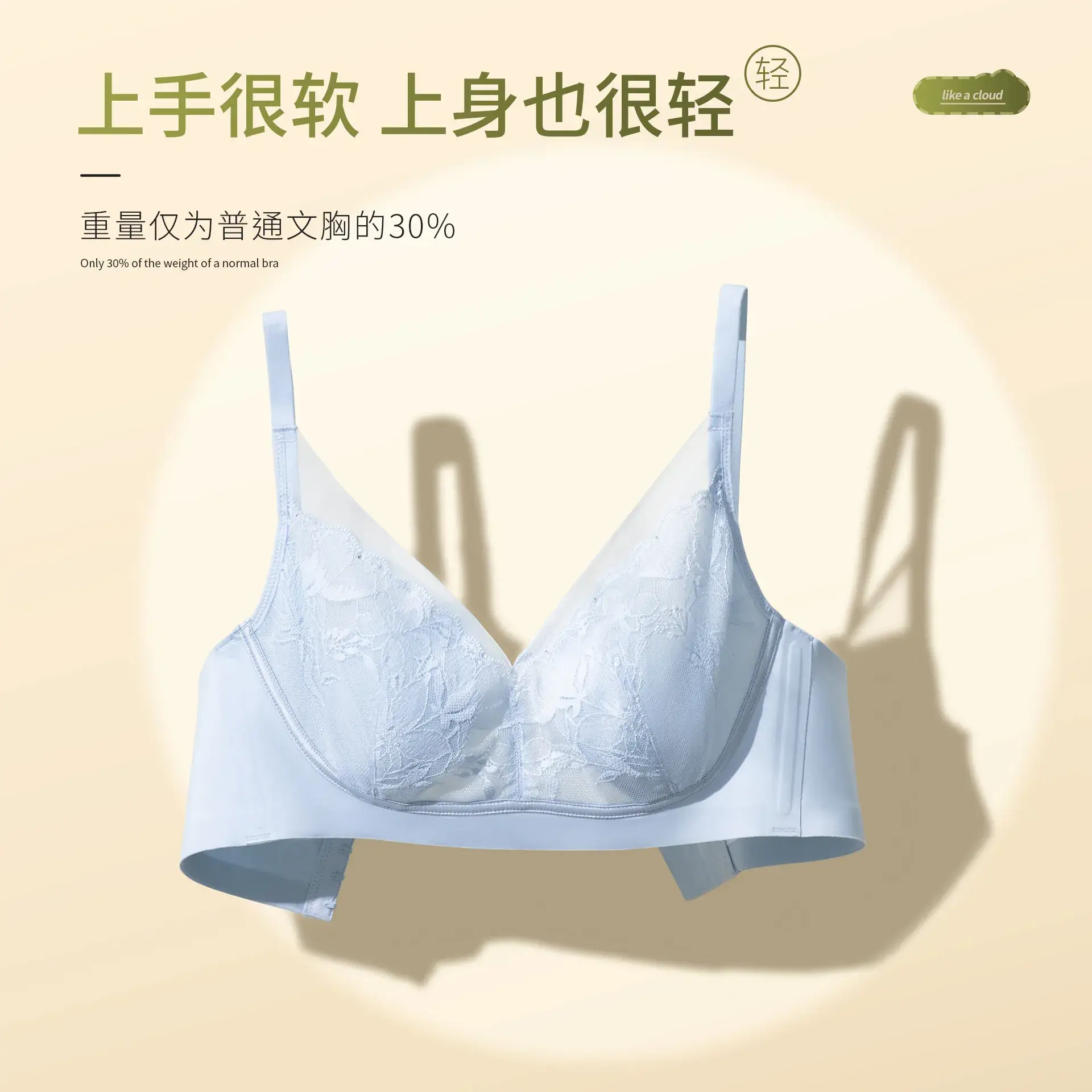 Ultra-Thin Lace Cup Bra White Big Chest Small