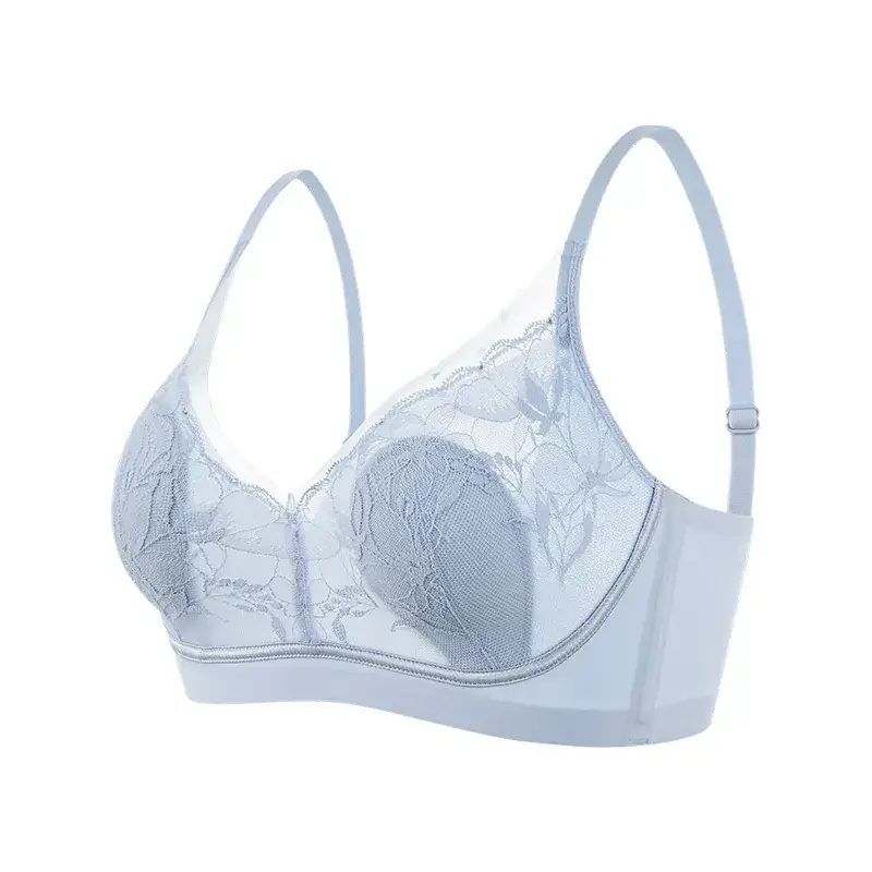 Ultra-Thin Lace Cup Bra White Big Chest Small