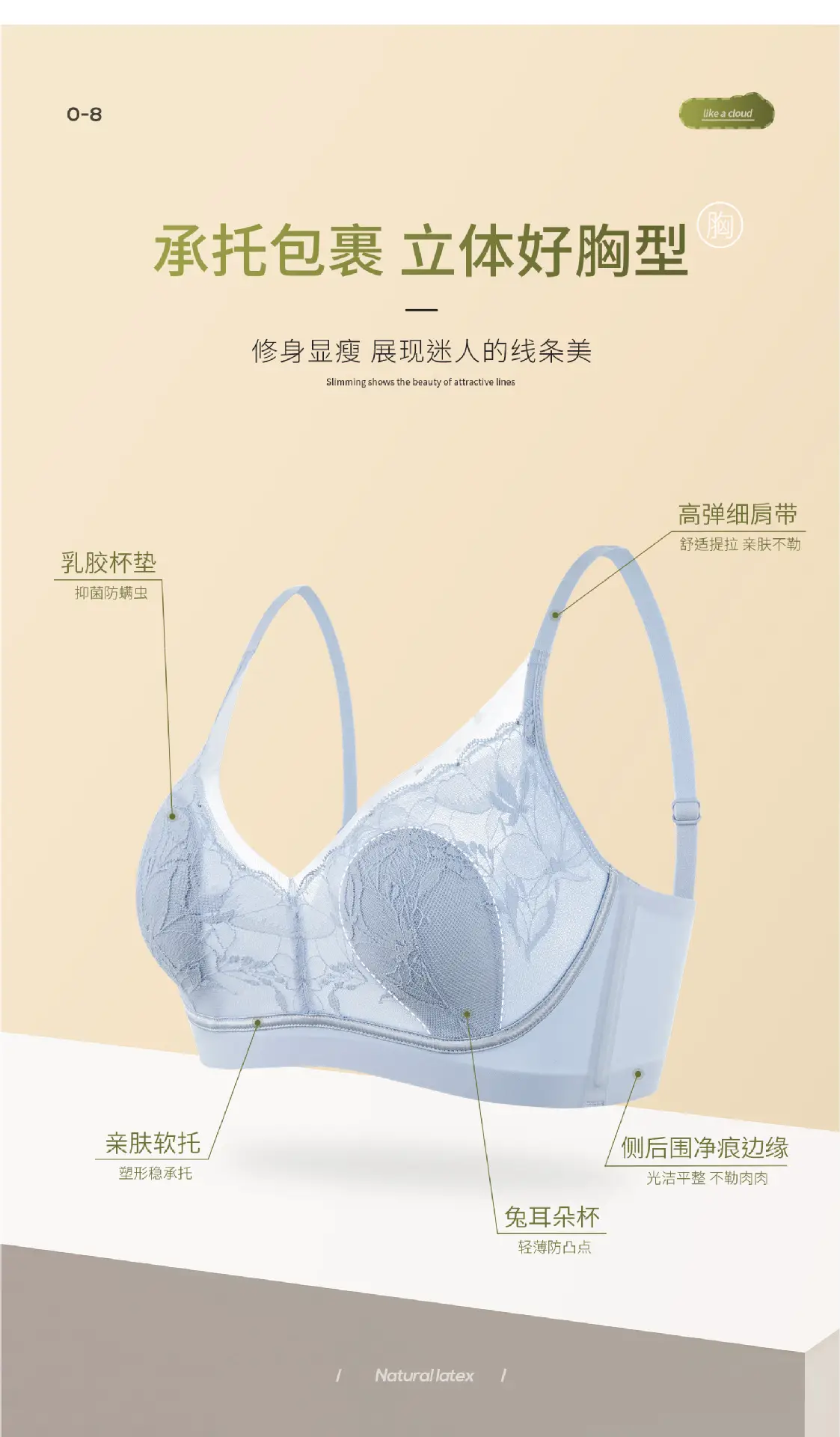 Ultra-Thin Lace Cup Bra White Big Chest Small — feature 10