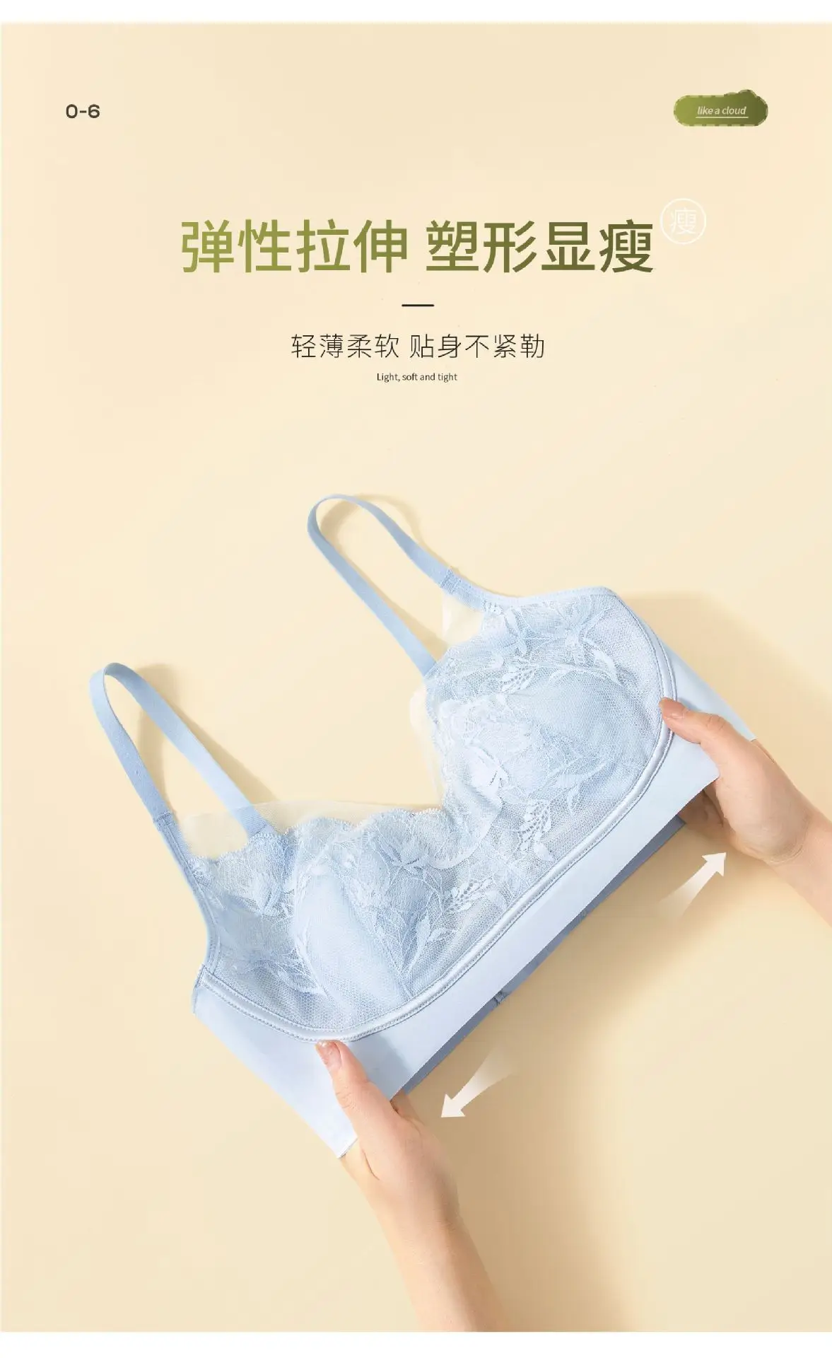 Ultra-Thin Lace Cup Bra White Big Chest Small — feature 8