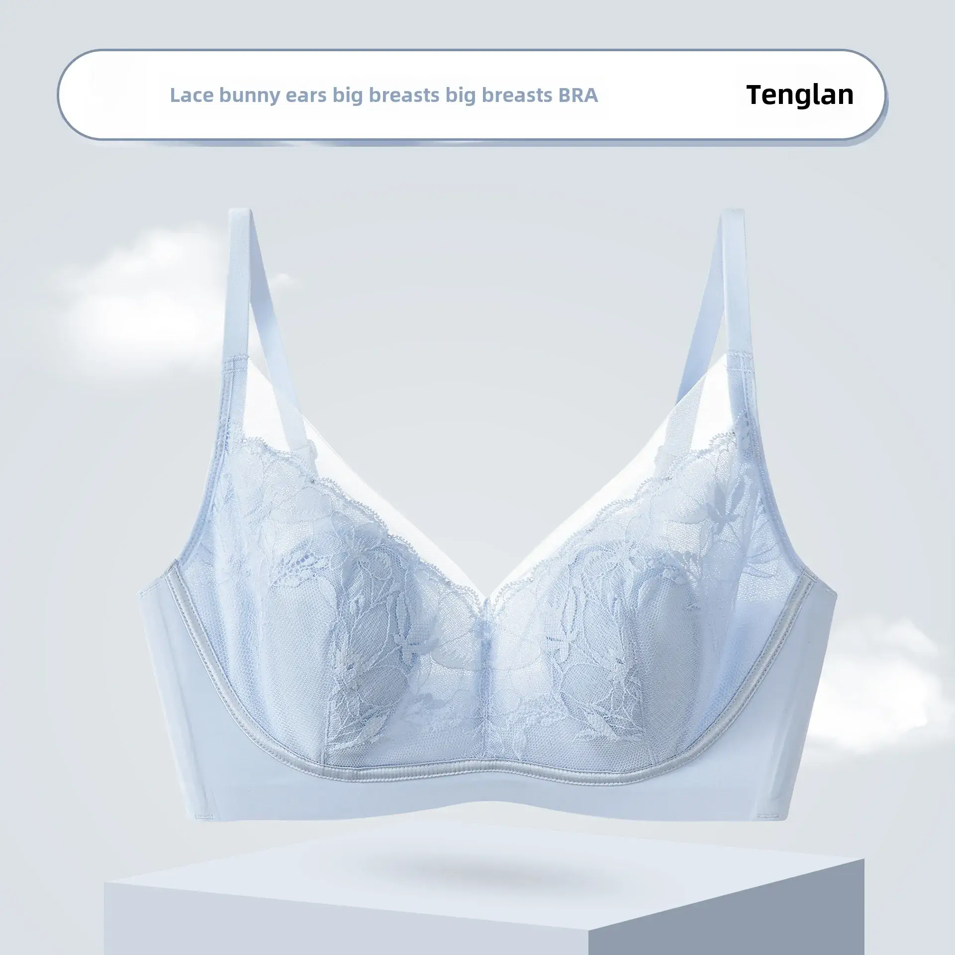 Ultra-Thin Lace Cup Bra White Big Chest Small