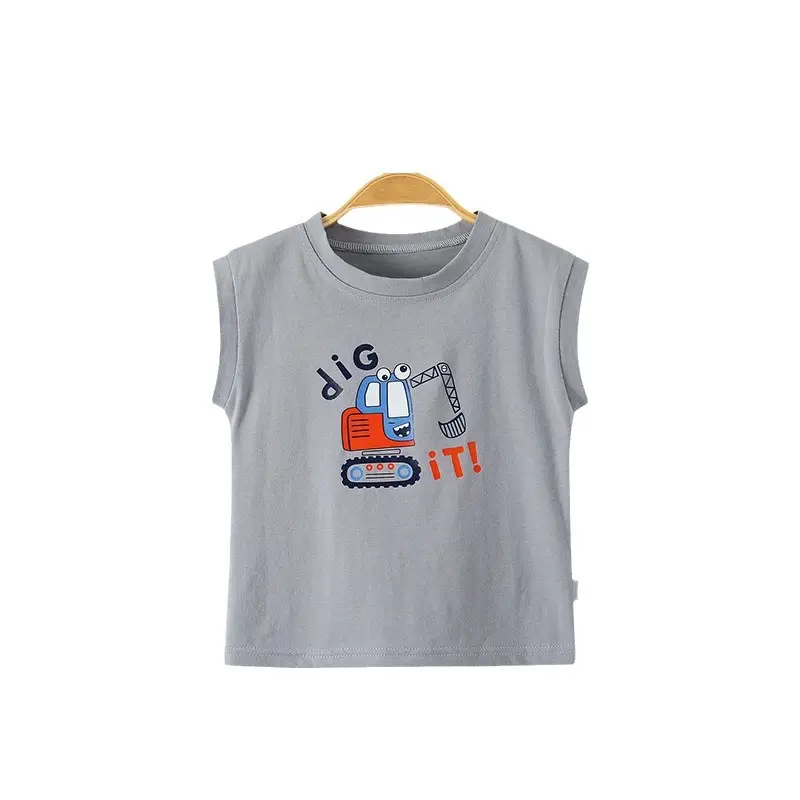 Boys Pure Cotton Summer Sleeveless T-Shirt Blue
