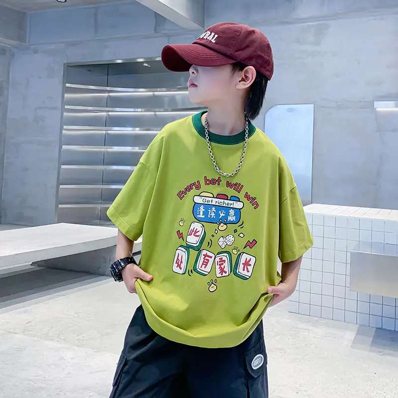 Boys Green Printed T-Shirt 2025 Summer Wear - Image 3
