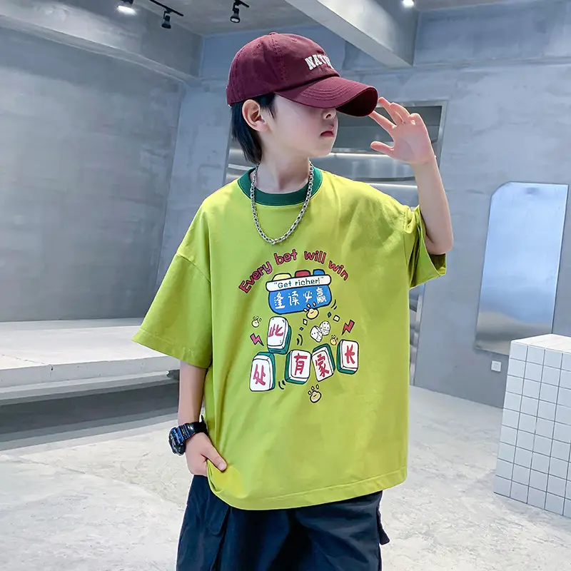 Boys Green Printed T-Shirt 2025 Summer Wear - Image 4