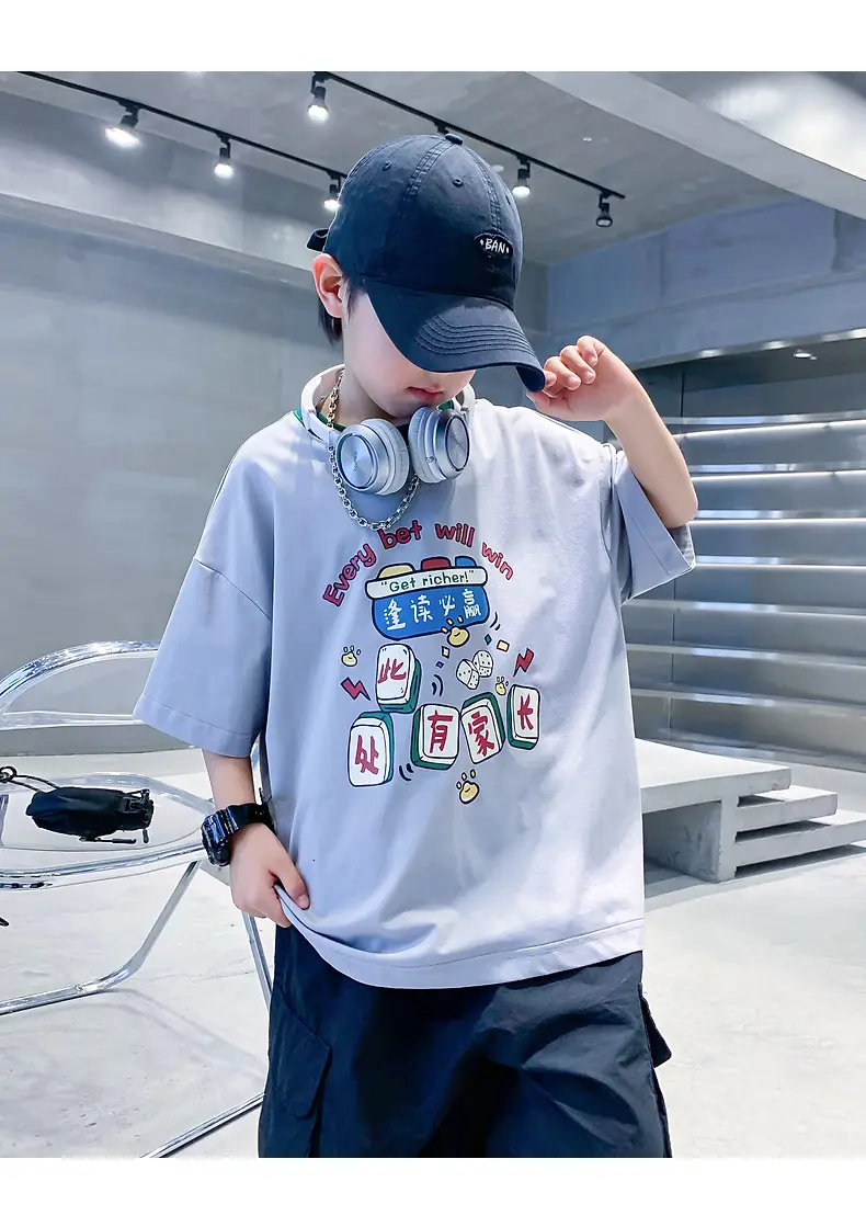 Boys Green Printed T-Shirt 2025 Summer Wear — feature 19