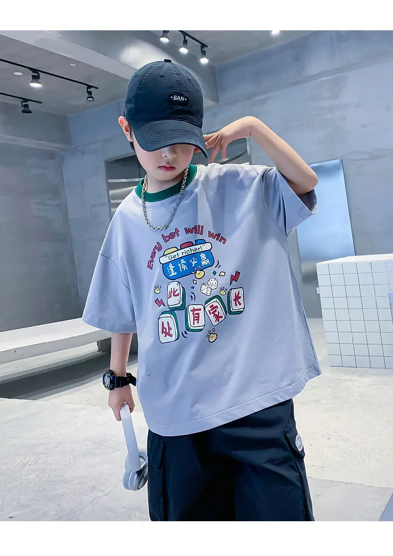 Boys Green Printed T-Shirt 2025 Summer Wear — feature 21