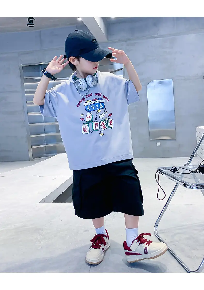 Boys Green Printed T-Shirt 2025 Summer Wear — feature 23