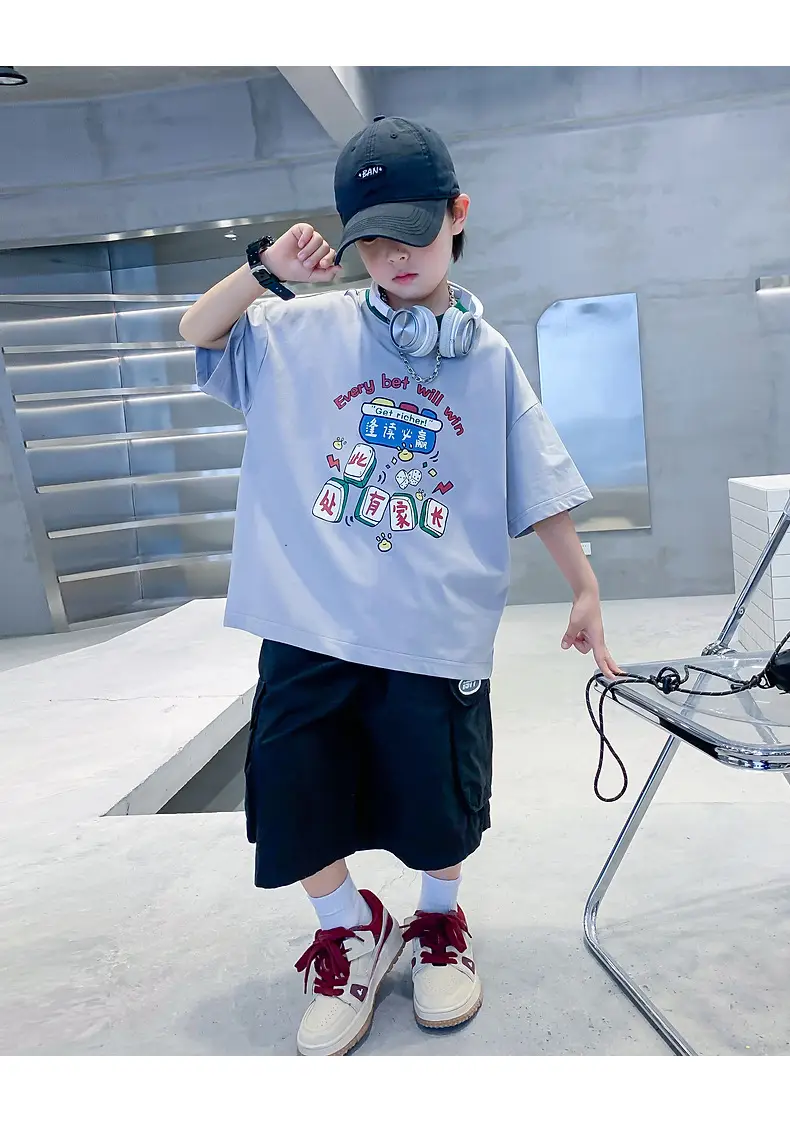 Boys Green Printed T-Shirt 2025 Summer Wear — feature 24
