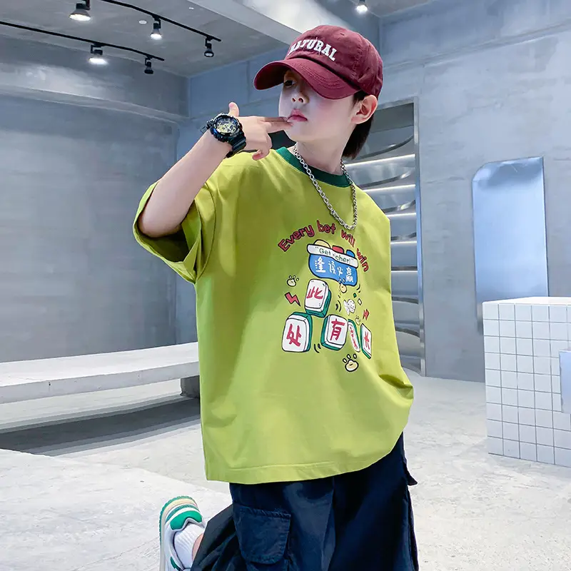 Boys Green Printed T-Shirt 2025 Summer Wear - Image 2