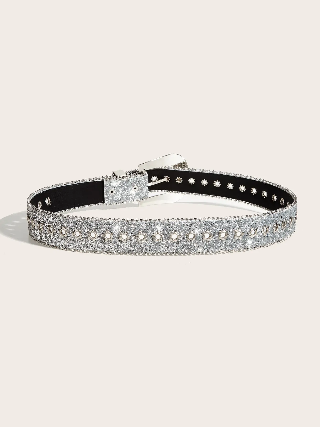 Rhinestone Belt Women's Black Wide Decoration — feature 5