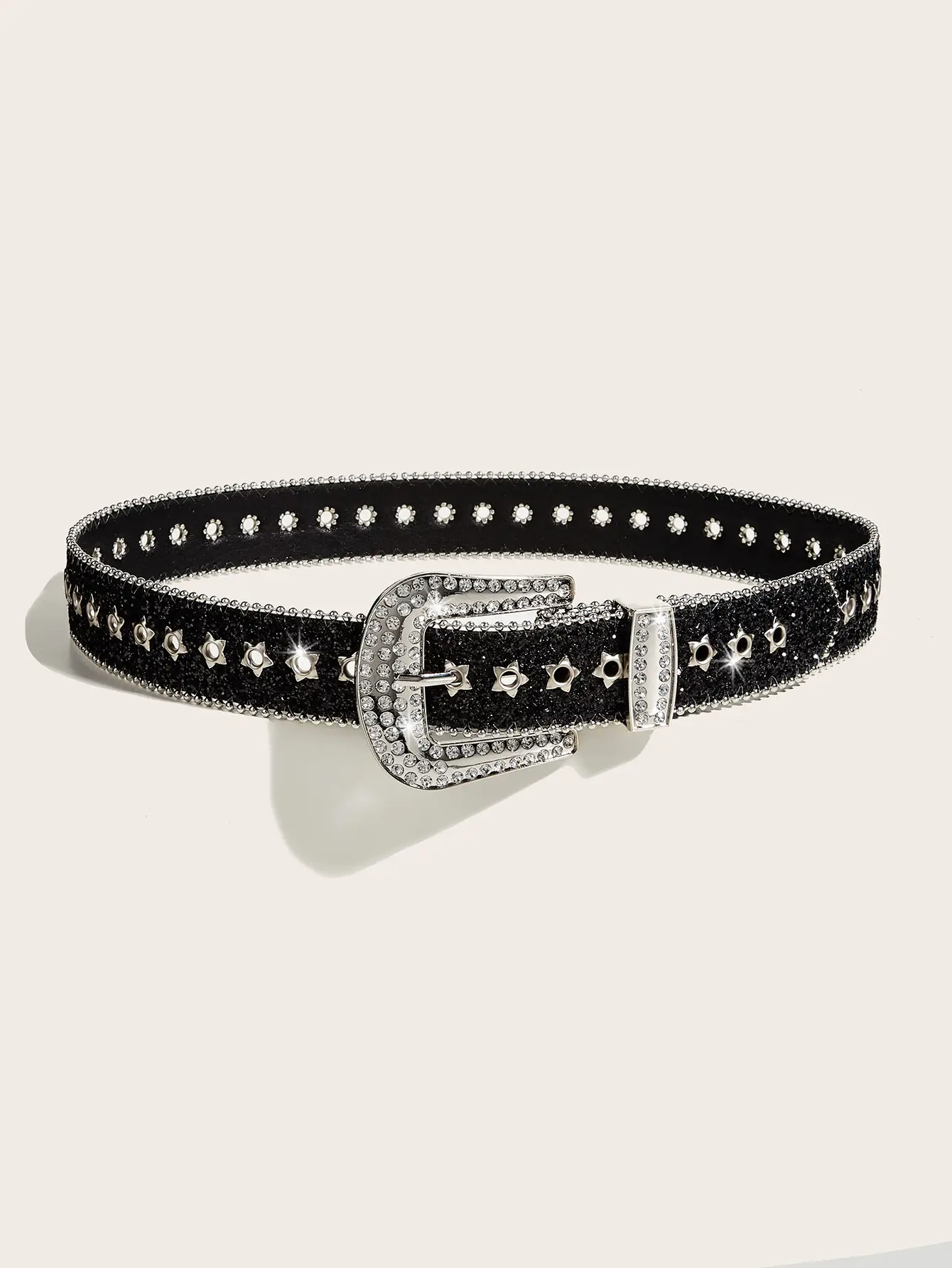 Rhinestone Belt Women's Black Wide Decoration — feature 8