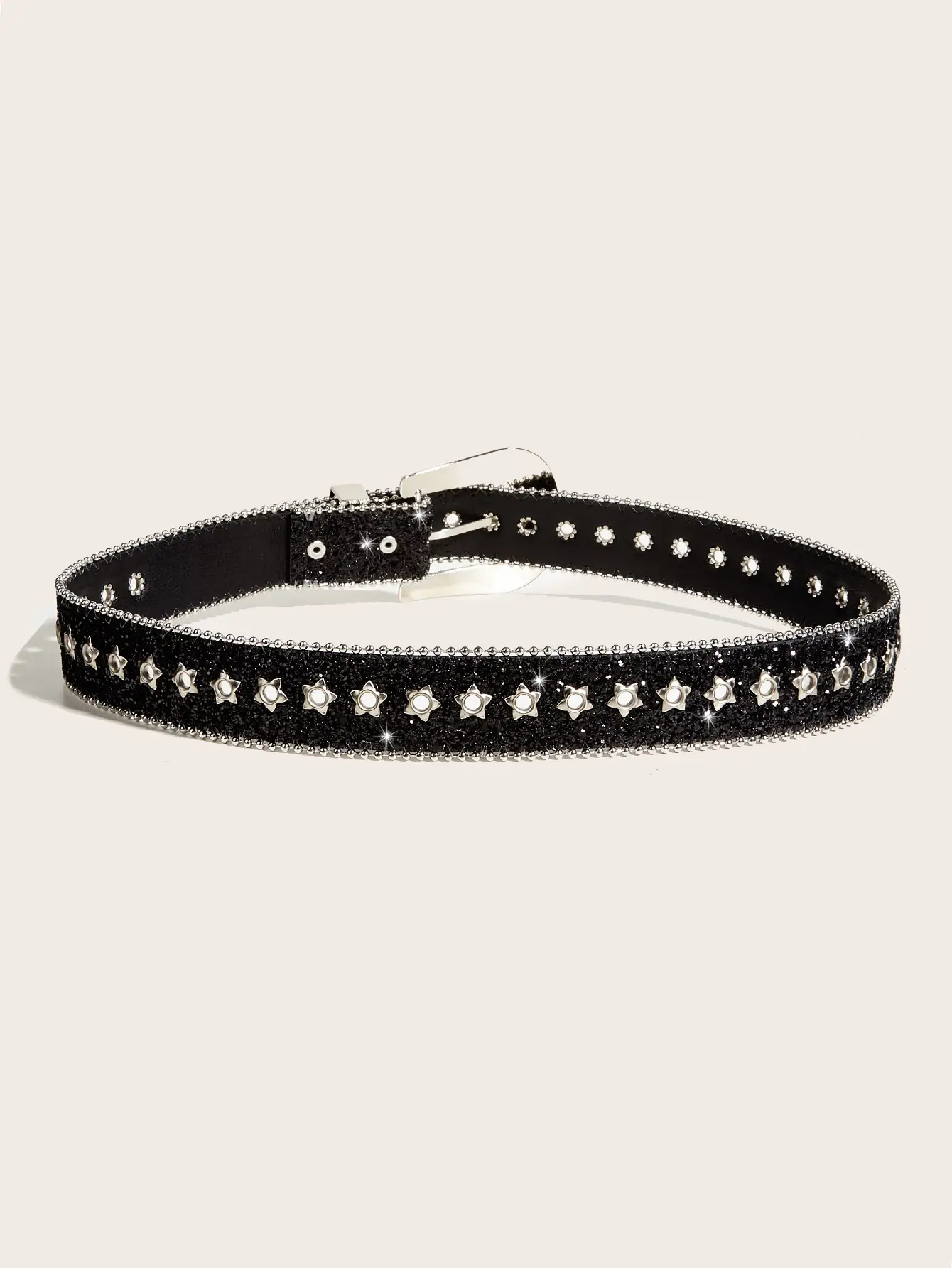 Rhinestone Belt Women's Black Wide Decoration — feature 9