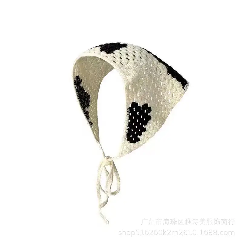 Summer Korean Style Sweet Hair Belt Photo Spice Girl Pastoral Style Hair Ornaments Floral Knitted Soft Girl Vintage Triangle Scarf Women - Image 102