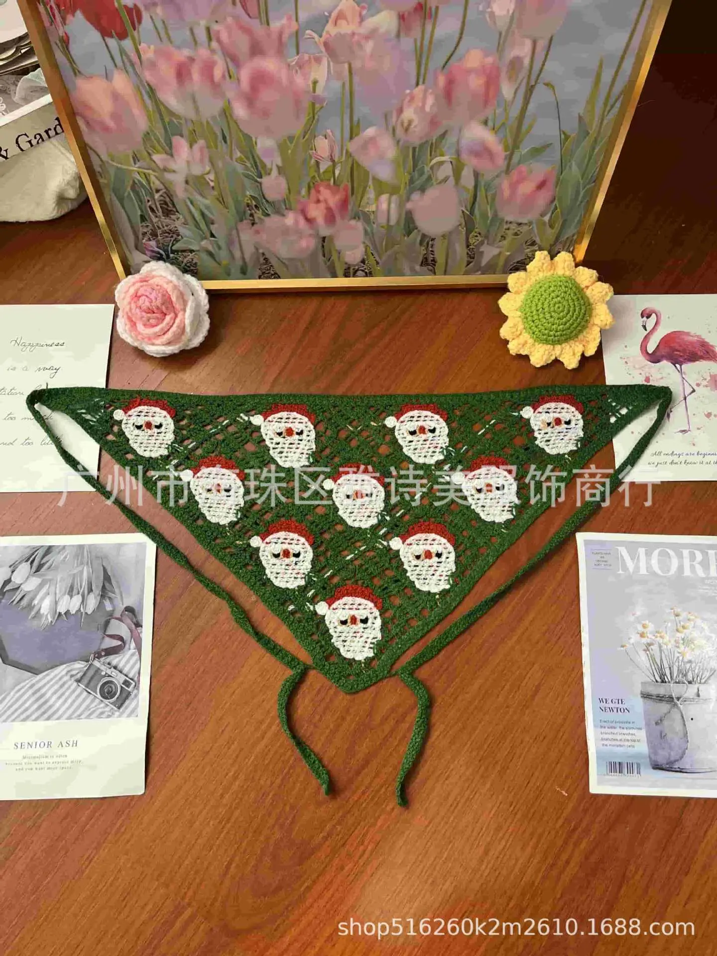 Summer Korean Style Sweet Hair Belt Photo Spice Girl Pastoral Style Hair Ornaments Floral Knitted Soft Girl Vintage Triangle Scarf Women - Image 126