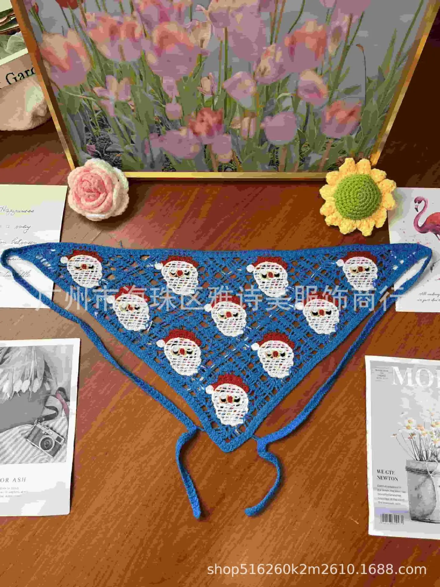Summer Korean Style Sweet Hair Belt Photo Spice Girl Pastoral Style Hair Ornaments Floral Knitted Soft Girl Vintage Triangle Scarf Women - Image 127