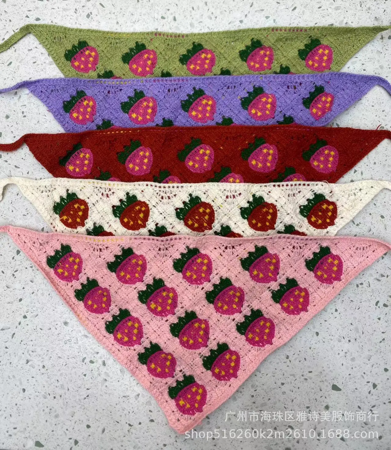 Summer Korean Style Sweet Hair Belt Photo Spice Girl Pastoral Style Hair Ornaments Floral Knitted Soft Girl Vintage Triangle Scarf Women - Image 84
