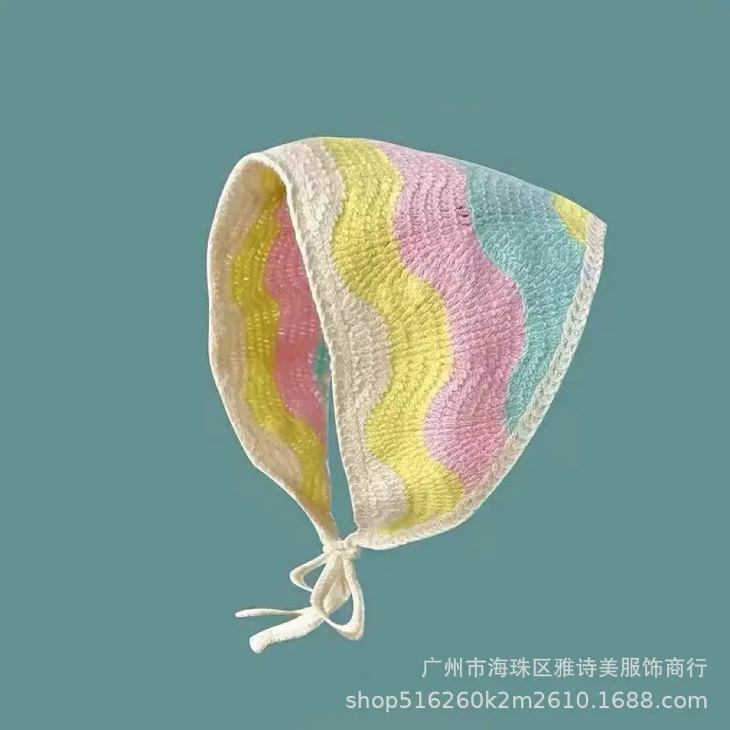 Summer Korean Style Sweet Hair Belt Photo Spice Girl Pastoral Style Hair Ornaments Floral Knitted Soft Girl Vintage Triangle Scarf Women - Image 97
