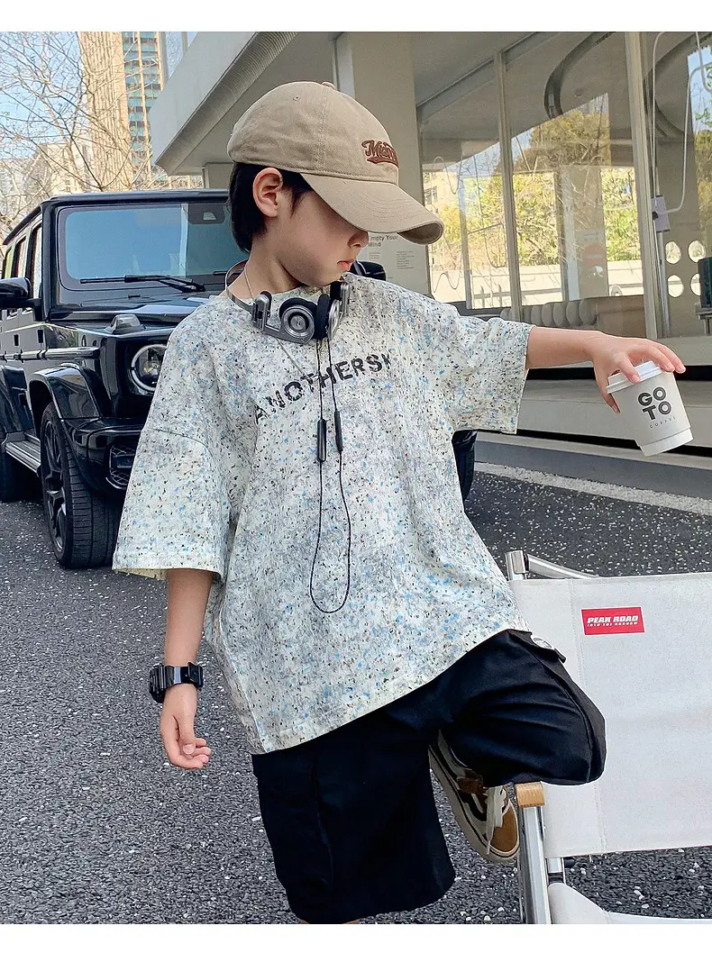 Boys Starry Sky Ink Cotton Short Sleeve T-Shirt 2024 — feature 14