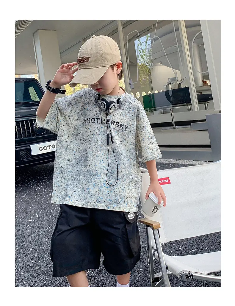 Boys Starry Sky Ink Cotton Short Sleeve T-Shirt 2024 — feature 17